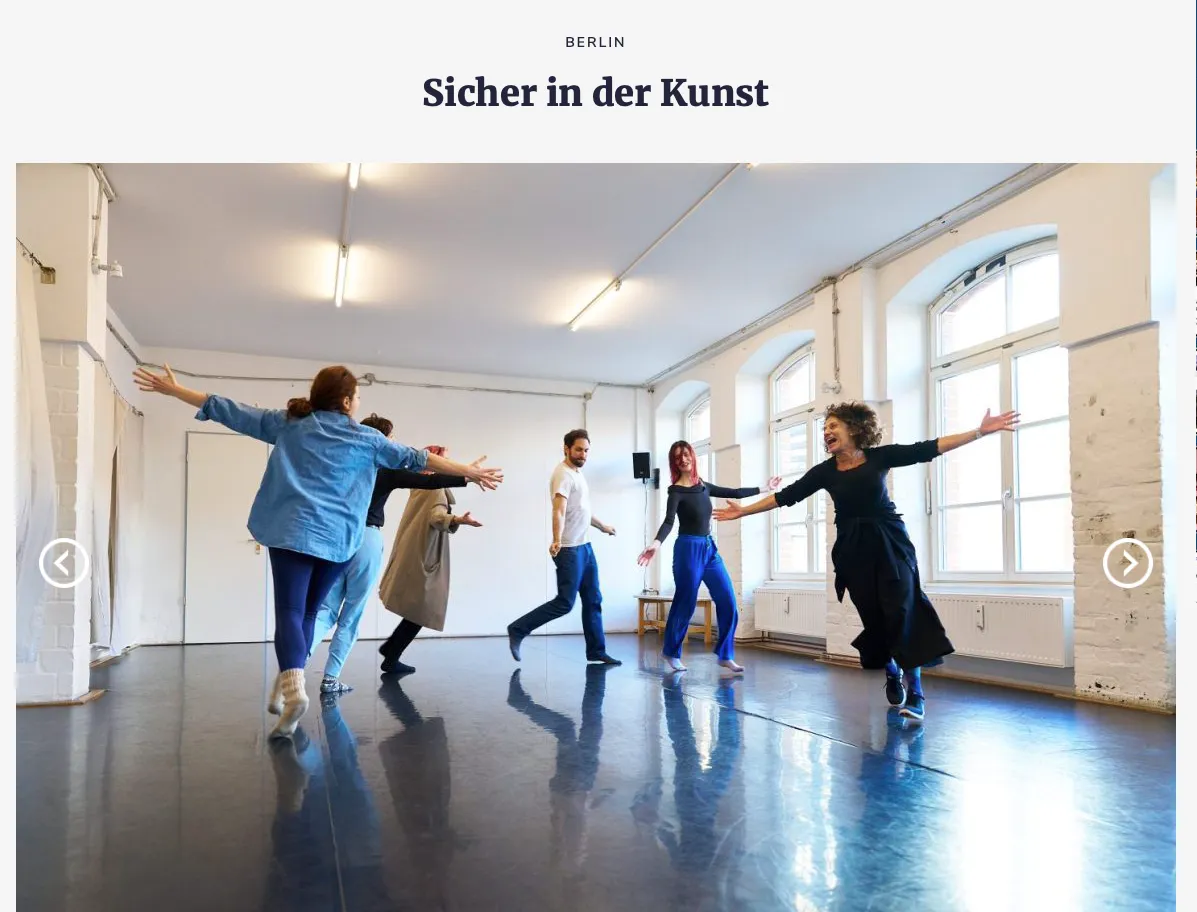 Screenshot des Artikel: Sicher in der Kunst