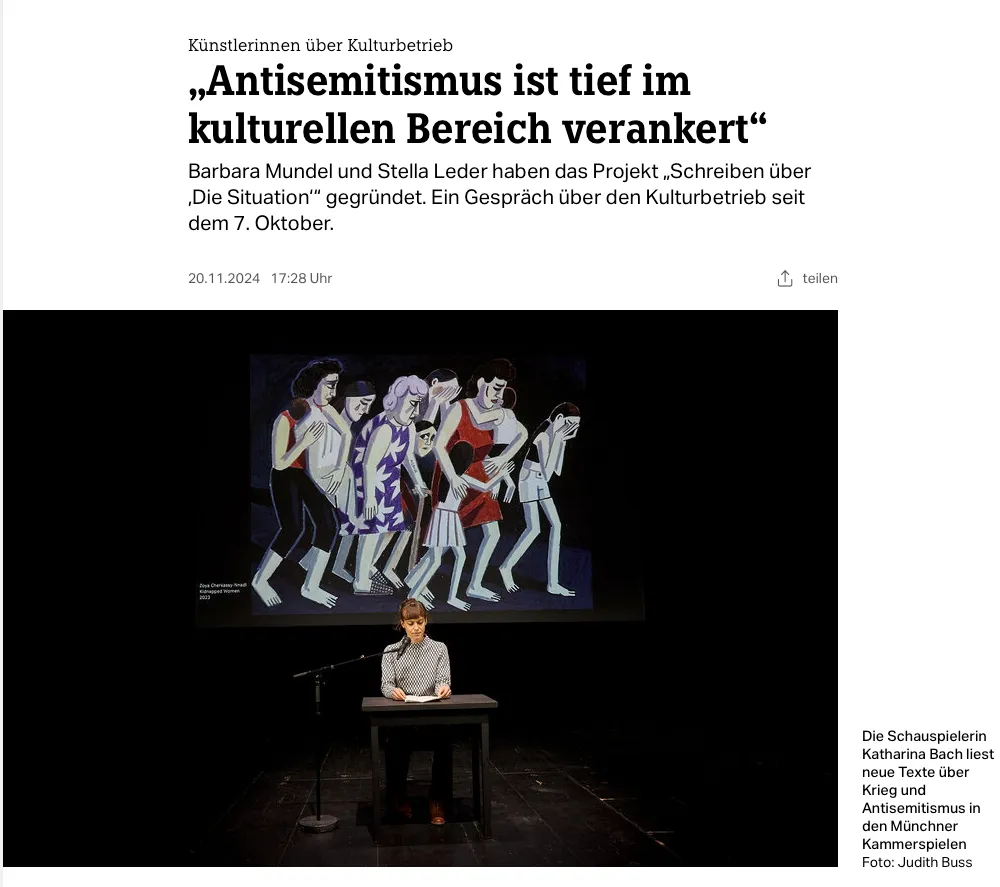 Screenshot des Artikels: „Antisemitismus ist tief im kulturellen Bereich verankert“